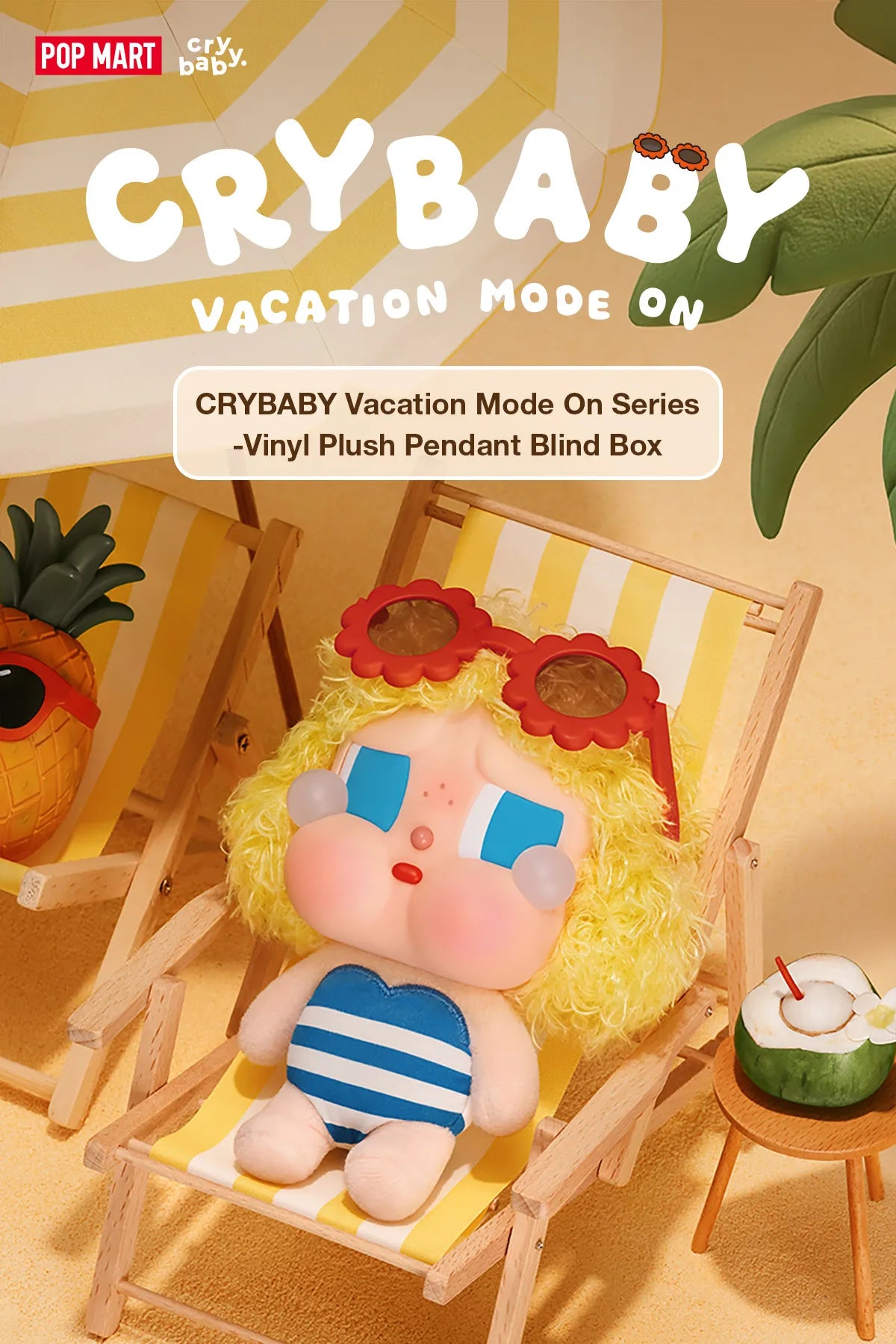 Pop Mart CRYBABY Vacation Mode On Series-Vinyl Plush Pendant Blind Box